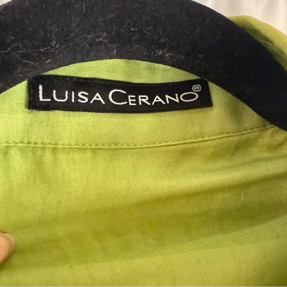 Luisa Cerano Green Crinkled Button-Up Blouse USA 14    43 % silk - Picture 5 of 16